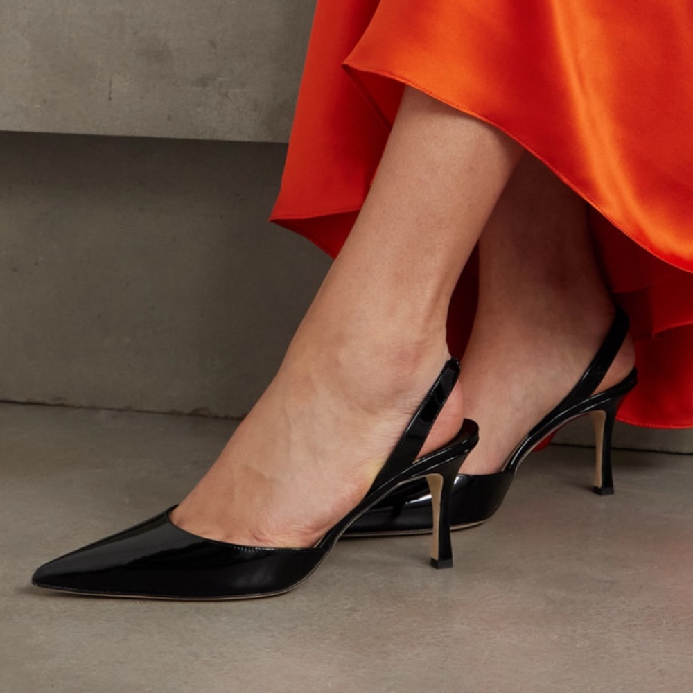 Manolo Blahnik Carolyne black patent slingback